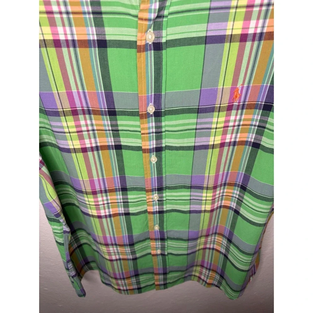 Ralph Lauren Men's XL Button Down Shirt Custom Fit Plaid Short Sleeve